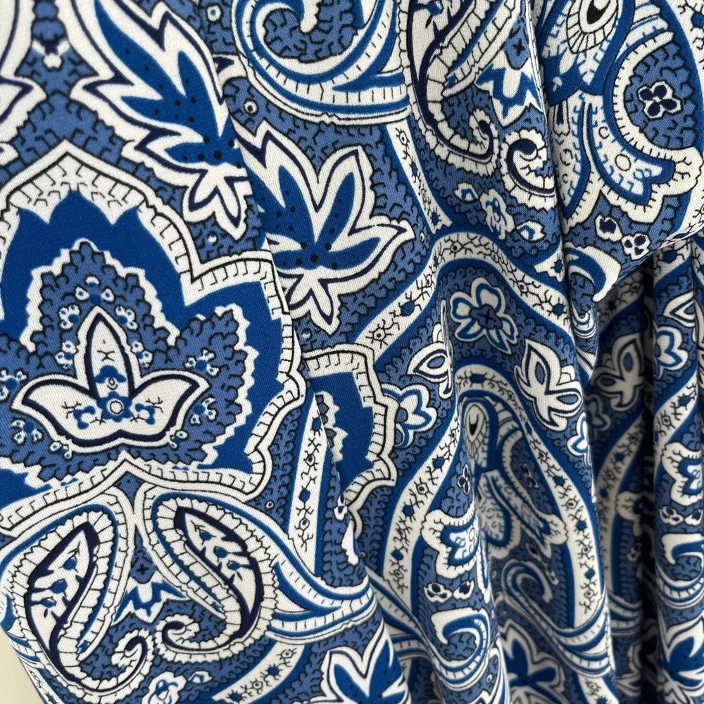 Mango Blue Paisley Patterned Wide Leg Jumpsuit Size Large New With Tags - Picture 3 of 4